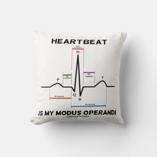 Heartbeat Is My Modus Operandi Electrocardiogram Throw Pillow (Front)