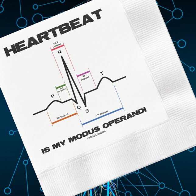 Heartbeat Is My Modus Operandi Sinus Rhythm Paper Napkins (Paper napkin for any event featuring normal sinus rhythm + saying "Heartbeat Is My Modus Operandi")