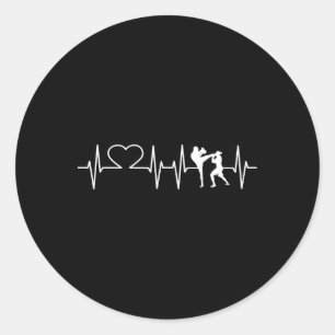 Heartbeat Kickboxing Shirt Kick Boxing Karate Tee Classic Round Sticker