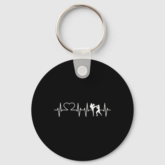 Heartbeat Kickboxing Shirt Kick Boxing Karate Tee  Keychain (Front)