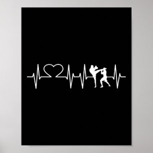Heartbeat Kickboxing Shirt Kick Boxing Karate Tee Poster