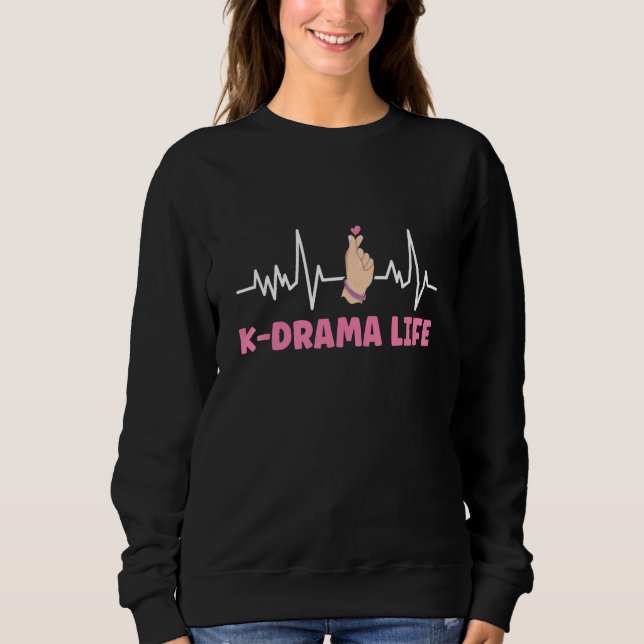 Heartbeat Korean Drama Love K Pop Finger Heart Kdr Sweatshirt (Front)