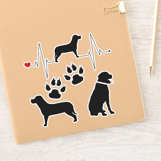 Heartbeat Labrador Dog Silhouette Collection Sticker (Notebook)