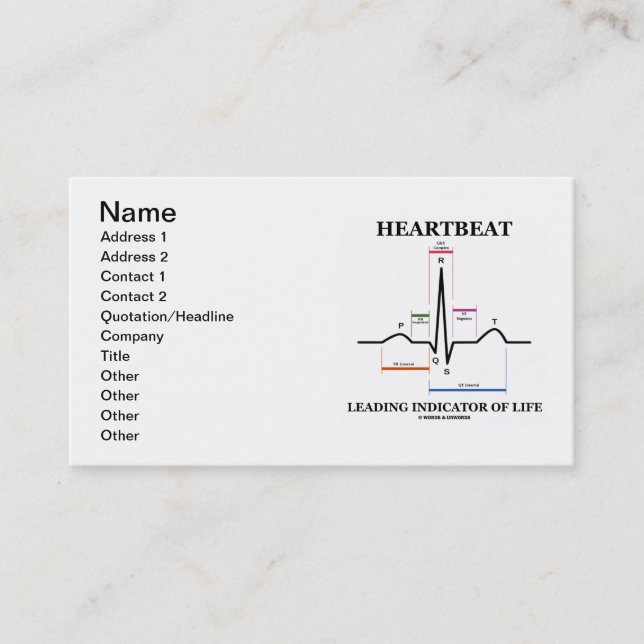 Heartbeat Leading Indicator Of Life (ECG/EKG) Business Card (Front)