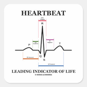 Heartbeat Leading Indicator Of Life (ECG/EKG) Square Sticker