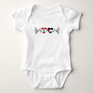 Heartbeat Lebanon Palestine Unity Flags. Baby Bodysuit