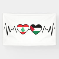 Heartbeat Lebanon Palestine Unity Flags.