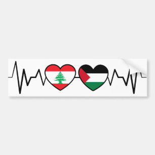 Heartbeat Lebanon Palestine Unity Flags. Bumper Sticker