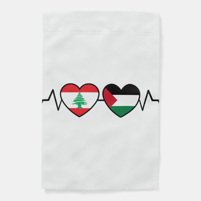 Heartbeat Lebanon Palestine Unity Flags. Garden Flag (Front)