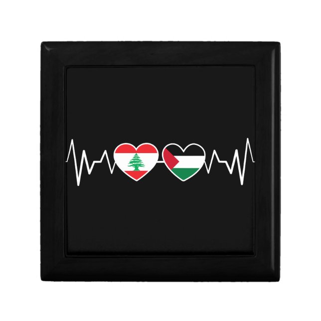 Heartbeat Lebanon Palestine Unity Flags. Gift Box (Front)
