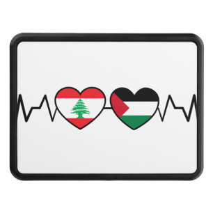 Heartbeat Lebanon Palestine Unity Flags. Hitch Cover