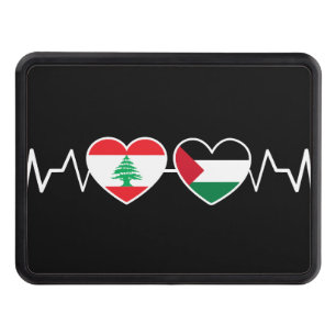 Heartbeat Lebanon Palestine Unity Flags. Hitch Cover
