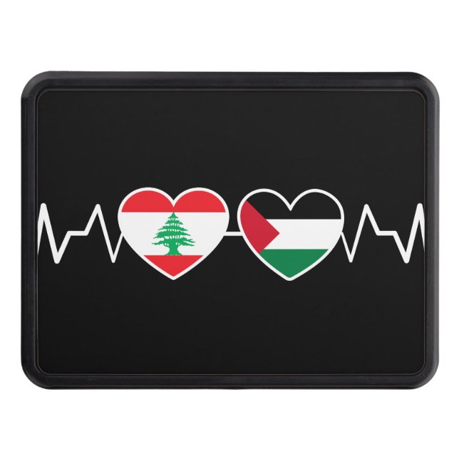 Heartbeat Lebanon Palestine Unity Flags. Hitch Cover (Front)
