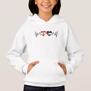 Heartbeat Lebanon Palestine Unity Flags. Hoodie
