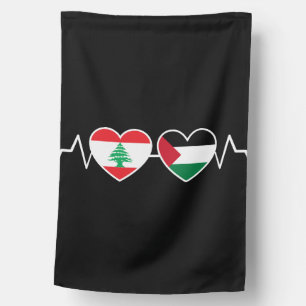 Heartbeat Lebanon Palestine Unity Flags. House Flag
