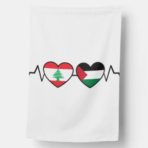 Heartbeat Lebanon Palestine Unity Flags. House Flag