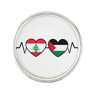 Heartbeat Lebanon Palestine Unity Flags. Lapel Pin