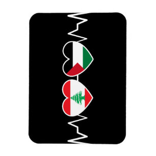 Heartbeat Lebanon Palestine Unity Flags. Magnet