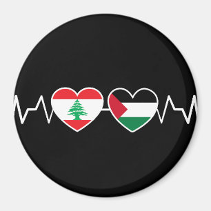 Heartbeat Lebanon Palestine Unity Flags. Magnet