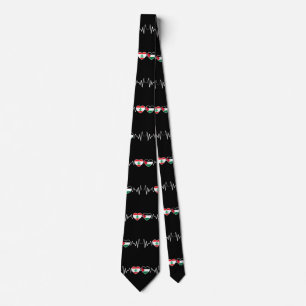 Heartbeat Lebanon Palestine Unity Flags. Neck Tie