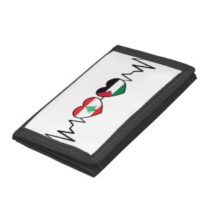 Heartbeat Lebanon Palestine Unity Flags. Tri-fold Wallet