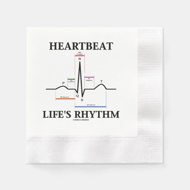 Heartbeat Life's Rhythm ECG EKG Electrocardiogram Napkins (Front)