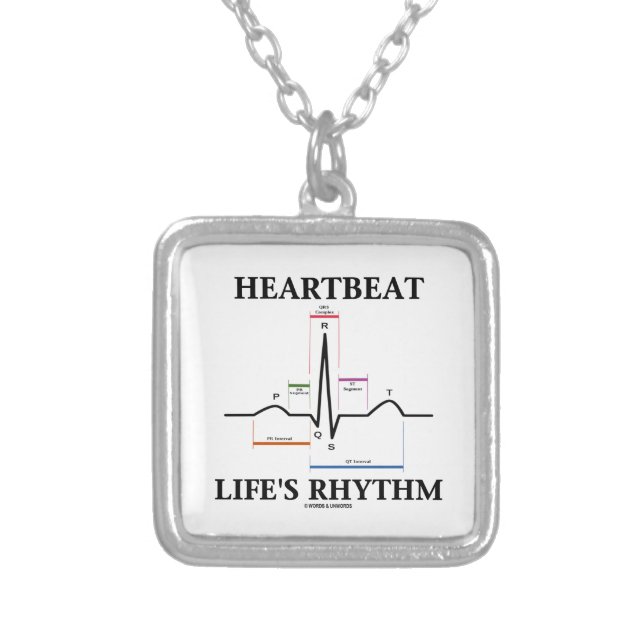 Heartbeat Life's Rhythm (ECG/EKG) Silver Plated Necklace (Front)