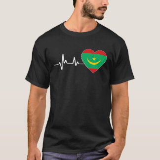 Heartbeat Mauritanian Flag For Mauritanians T-Shirt