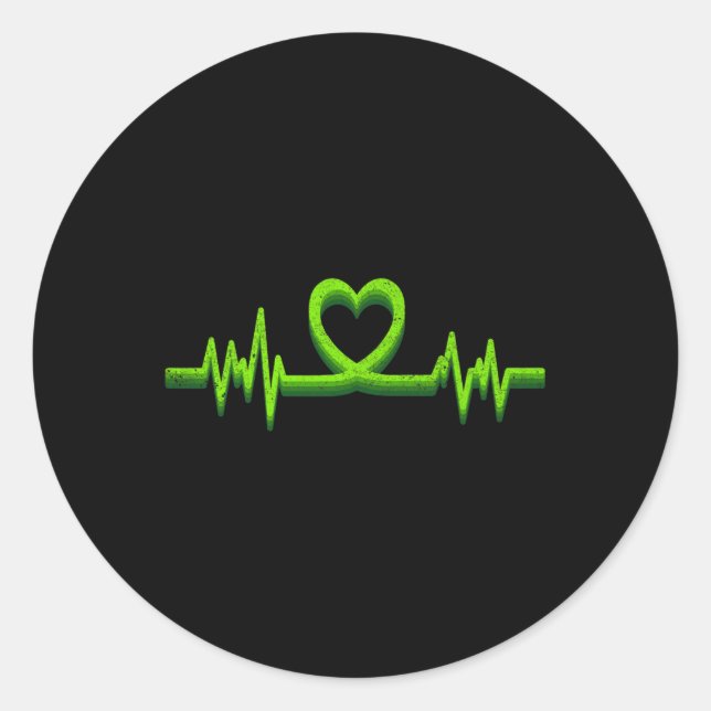 Heartbeat Mental Health Awareness For Mens Kids  Classic Round Sticker (Front)