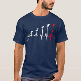Heartbeat Motorcycle Gear Shift Six Speed 1 Down 5 T-Shirt