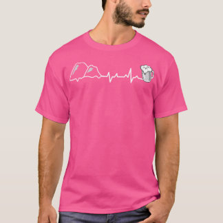 Heartbeat Mountains Beer Hiking Gift T-Shirt
