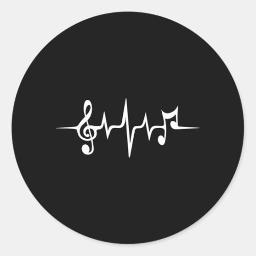 Heartbeat Music Notes Pulse Treble Clef Bass Key Classic Round Sticker