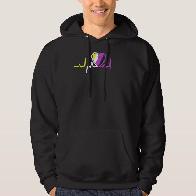 Heartbeat Nonbinary Lgbt Non Binary Flag Heart Non Hoodie (Front)