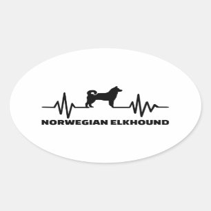Heartbeat Norwegian Elkhound Oval Sticker