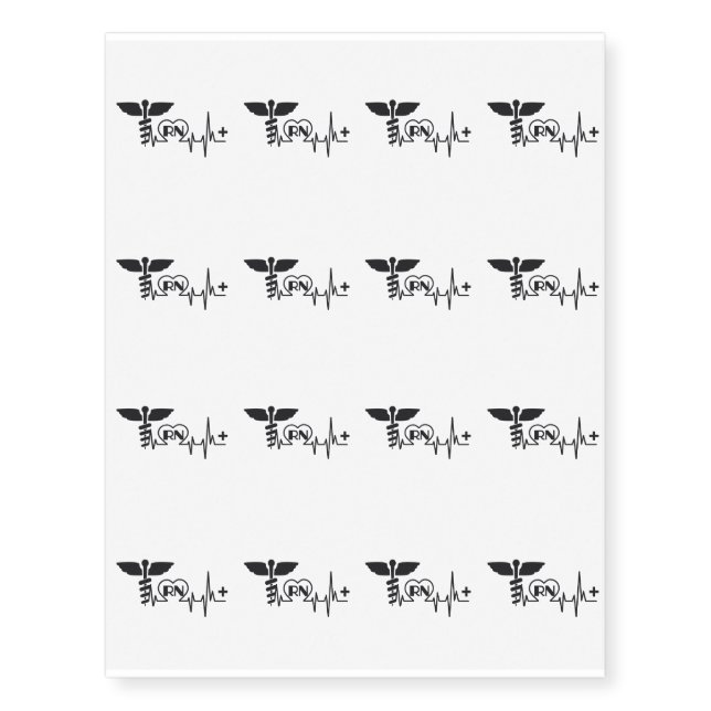 Heartbeat Nurse RN Gift Temporary Tattoos (Front)