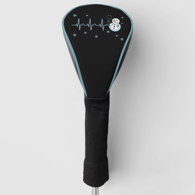Heartbeat Nurse Snowman Christmas  Golf Head Cover (Front)