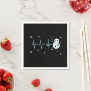 Heartbeat Nurse Snowman Christmas Napkins