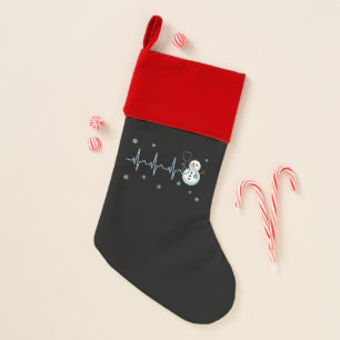 Heartbeat Nurse Snowman Christmas  Stocking