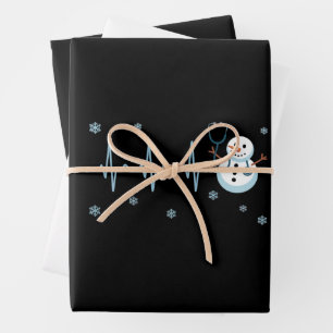 Heartbeat Nurse Snowman Christmas  Wrapping Paper Sheets