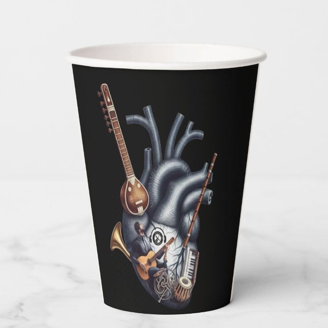 Heartbeat of Harmony: Anatomical Heart  Paper Cups (Front)