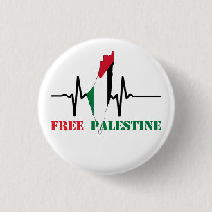 Heartbeat of Palestine-Free Palestine Map stop war Button
