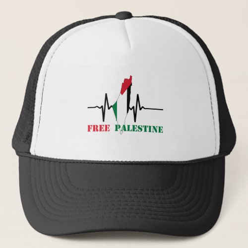 Heartbeat of Palestine_Free Palestine Map stop war Trucker Hat