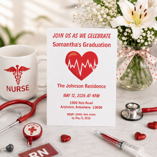 Heartbeat of Success Nursing Graduation Invitation