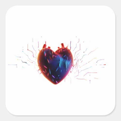 Heartbeat of Technology Square Sticker