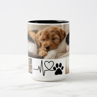 Heartbeat Paw Print Pet Photo Mug