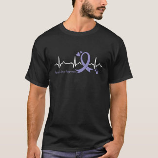 Heartbeat Periwinkle Blue Ribbon Stomach Cancer Aw T-Shirt