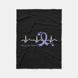 Heartbeat periwinkle blue ribbon stomach cancer fleece blanket