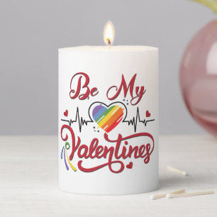 Heartbeat pride Heart, My valentine Pillar Candle