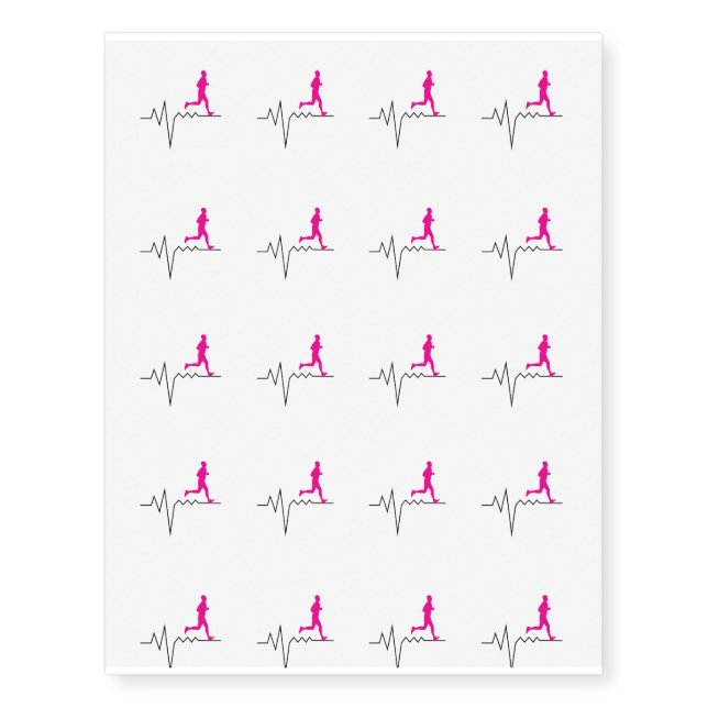 Heartbeat Pulse Funny Running Runner Gifts Temporary Tattoos (Front)