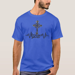 Heartbeat Pulse God Cross Christian Faith T-Shirt